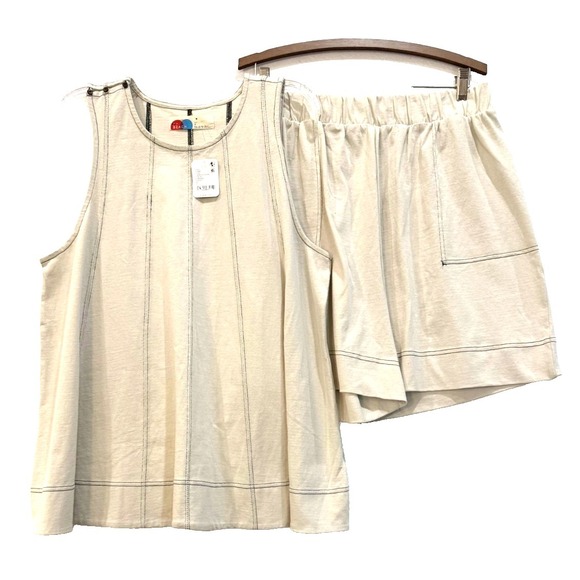 NWT Free People Beach Strada Set Large Sleeveless Top & Shorts Boho Festival - Picture 2 of 12